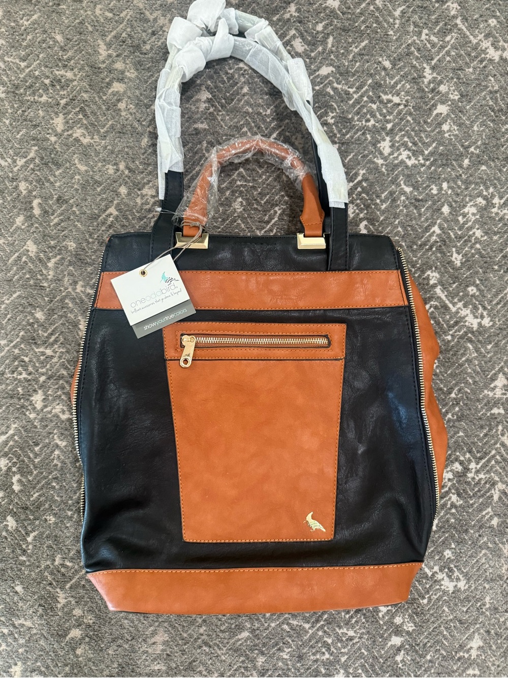 NWT 3-in-1 Leather Convertible Tote Backpack Handbag by Oneoddbird